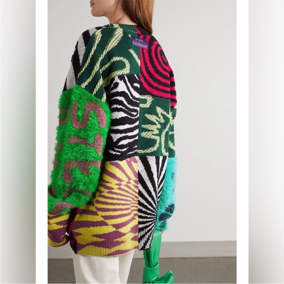 EUC STELLA MCCARTNEY + Ed Curtis patchwork jacquard-knit wool cardigan M - Picture 2 of 11